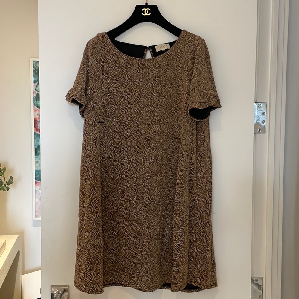 Sezane Janet Dress, black and gold tone, size XL